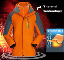 Load image into Gallery viewer, 3 in 1 hiking jacket Outdoor waterproof, windproof mountaineering jacket with detachable hat and fleece jacket