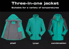 Load image into Gallery viewer, 3 in 1 hiking jacket Outdoor waterproof, windproof mountaineering jacket with detachable hat and fleece jacket - Sunny Outdoors