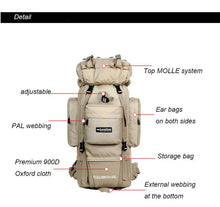 Load image into Gallery viewer, 85L Local Lion Waterproof Hiking Bag Camping Bag Mountaineering Bag Multipurpose Backpack
