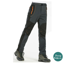 Load image into Gallery viewer, Mens hiking pants with fleece, waterproof, windproof outdoor pants for hiking, fishing, camping, hunting