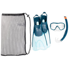 Load image into Gallery viewer, Adult’s diving snorkelling fins mask and snorkel kit snk 500 - blue - Sunny Outdoors