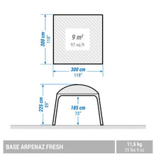 Load image into Gallery viewer, Camping living room with poles arpenaz base fresh 10-person