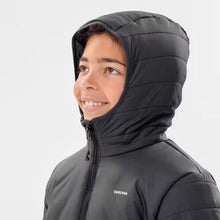 Load image into Gallery viewer, KIDS’ PADDED HIKING JACKET - HYBRID AGED 7-15 - BLACK
