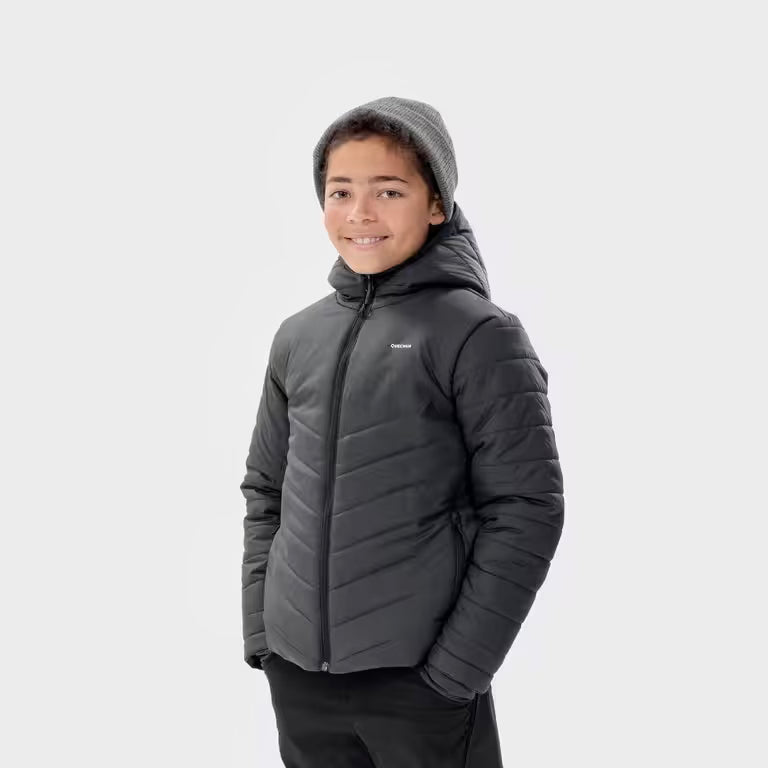 KIDS’ PADDED HIKING JACKET - HYBRID AGED 7-15 - BLACK
