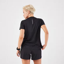 Load image into Gallery viewer, Women's black running T-shirt, back view
