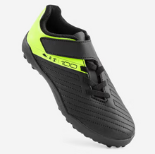 Load image into Gallery viewer, Kds&#39; Rip-Tab Turf Football Boots 100 Easy TF - Black/Yellow
