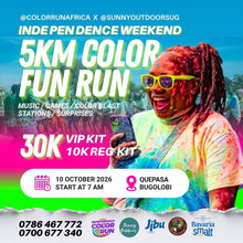 Load image into Gallery viewer, The Bugolobi 5K Independence weekend colour run - Sunny Outdoors
