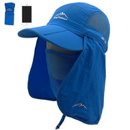 Unisex Sun Protection Baseball Cap With Detachable Neck and Face Flaps For Hiking or Fishing