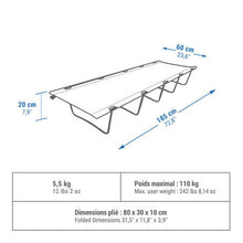 Load image into Gallery viewer, Camping bed basic camp bed 60 cm 1 person - Sunny Outdoors

