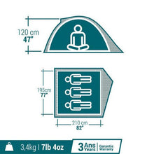 Load image into Gallery viewer, CAMPING TENT MH100 - GREY - 3 PERSON - Sunny Outdoors
