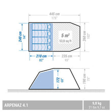 Load image into Gallery viewer, Camping tent with poles - arpenaz 4.1 - 4 person - 1 bedroom
