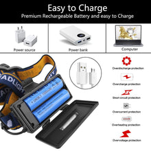 Load image into Gallery viewer, Cob Rechargeable 8-function Reclining LED Headlamp Waterproof Headlight Torch For Hiking, Climbing, Camping, Cycling, and Outdoors - Sunny Outdoors
