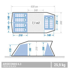 Load image into Gallery viewer, Inflatable camping tent - air seconds 6.3 f&amp;b - 6 people - 3 bedrooms - Sunny Outdoors
