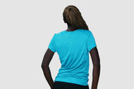 Women's short-sleeved walking t-shirt-Turquoise - Sunny Outdoors